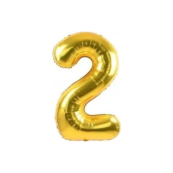 Balónek Fóliový balónek ČÍSLICE 2 DVA ZLATÝ NAROZENINY 80 cm
