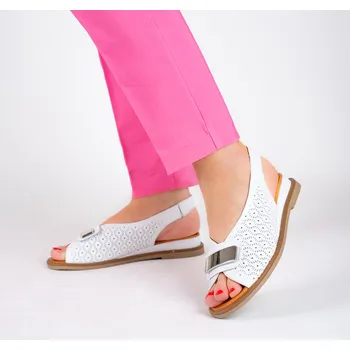 Dámské sandále Dámské bílé kožené perforované sandály Letizia Velikost: 40