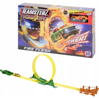 autodráha Závodní Dráha Smyčka Teamsterz Turbo City Auto Hračka Závody zelená