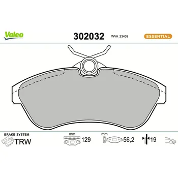 Brzdová destička Sada brzdových destiček, kotoučová brzda VALEO 302032