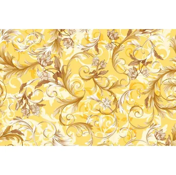 SATÉN LÁTKA TYPU HEDVÁBÍ VZOR ORNAMENTY ŽLUTÁ