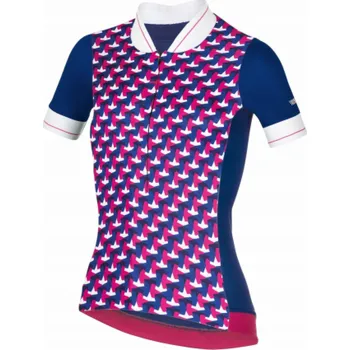 cyklistický dres RH+ Dámský cyklistický dres zeroPreppy W, FUCSIA/TMAVĚ MODRÁ/BÍLÁ - XL