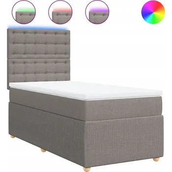 Postel Kontinentální postel s LED osvětlením taupe 200x100x140,5/150,5 cm s matrací 100x200 cm