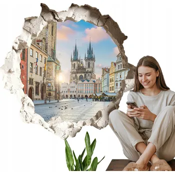 Fototapeta Samolepící Dekorativní Samolepka Na Stěnu 3D Díra 100x95 cm Městské náměstí
