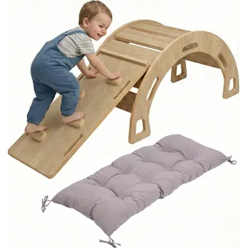 Dětská houpačka Houpačka Montessori pro dítě + polštář + skluzavka, lezecká stěna