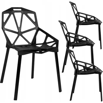 Jídelní židle Ażurowe židle VECTOR sada 4 kusy černé