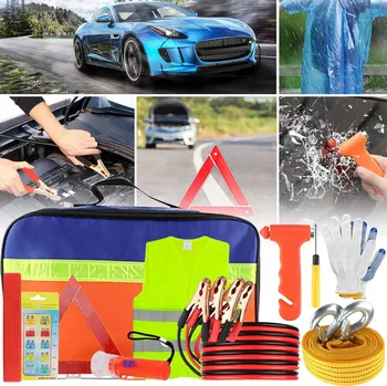 Autolékárnička 10 KS AUTOLEKÁRNIČKA TROJÚHELNÍK VESTA STARTOVACÍ KABELY ŠKRABKA TAŽNÉ LANO TAŠKA