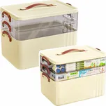 Lean Organizér na léky Box, prostorný, třípatrový, domácí lékárnička