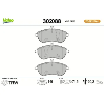Brzdová destička Sada brzdových destiček, kotoučová brzda VALEO 302088
