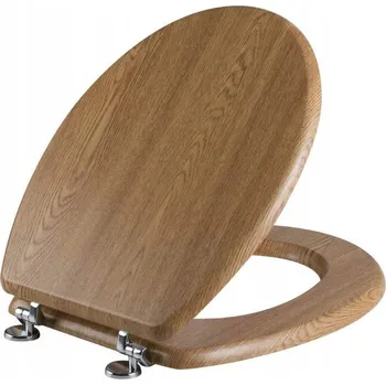 WC sedátko WC sedátko s pomalým zavíráním, tvrdé, Natural MDF Bisk 08223