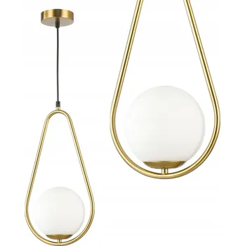 Závěsné stropní svítidlo lustr skleněná koule E27 LOFT zlatá bílá