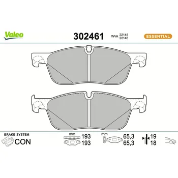 Brzdová destička Sada brzdových destiček, kotoučová brzda VALEO 302461