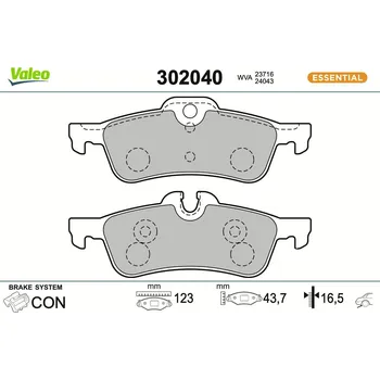 Brzdová destička Sada brzdových destiček, kotoučová brzda VALEO 302040