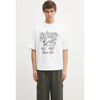 Bavlněné tričko Carhartt WIP S/S Hackwork T-Shirt, XXL, bílá, 00X