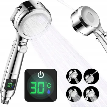 Sprchová hlavice Sprchová Hlavice s LED displejem teploty, 4 režimy, úspora vody