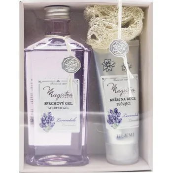 Kosmetická sada Dárková kosmetická kazeta Magistra Levandule malá – sprchový gel, krém na ruce a přírodní lufa, český výrobek
