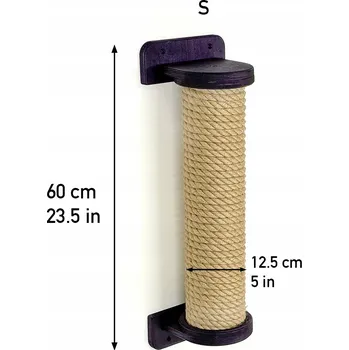 Škrabadlo pro kočky, nástěnné, sloup, pevné lano CatMission 60 cm + šrouby Fialová