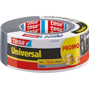 Tesa Extra Power Textilní páska Universal PROMO, 48 mm × 50 m + 15 m, stříbrná&nbsp;56338-00001-01