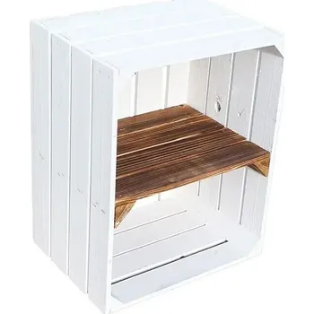 Úložný box Dřevěná bedna Johanna, 30 × 40 × 50 cm, bílá, opalovaná