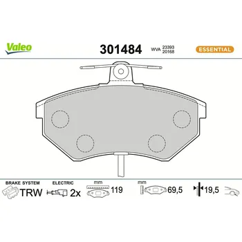 Brzdová destička Sada brzdových destiček, kotoučová brzda VALEO 301484