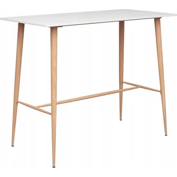 Konferenční stolek Barový stůl s MDF deskou a kovovýma nohama, bílý, 120x60x105 cm