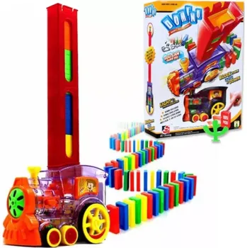 Vláček a vláčkodráha Domino vláček se zvuky a světelnými efekty - Velká sada 80 dílů