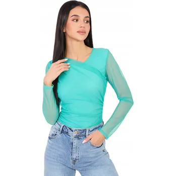 Body Dámské elegantní body s řasením, hladké, se síťovinou