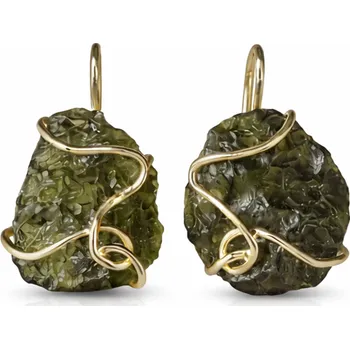 Náušnice Zlaté náušnice s vltavíny 3,980 g