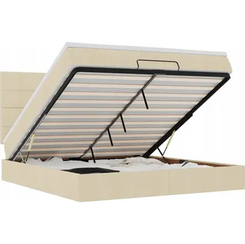 Matrace Otoman s matrací 203 x 160 x 118/128 cm, krémová, bílá matrace, střední tvrdost