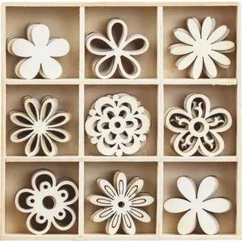 HEYDA Sada dřevěných dekorací v krabičce - květiny