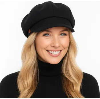 Čepice 8-dílna dámská černá bekovka od Mayser - Camila Newsboy Cap Velikost: 57 cm (M)
