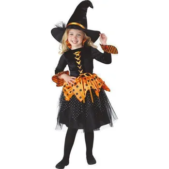 Karnevalový kostým Albi Kostým dětský Čarodějka oranžovo-černá Vel. 7-9 let
