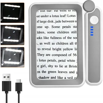 Lupa Lupa zvětšovací x 4 podsvícená x 10 LED pro čtení pro seniory