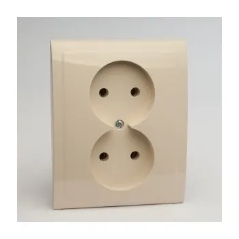 Elektrická zásuvka Polmark Vega dvojitá zásuvka bez uzemnění GP-2V béžová béžové