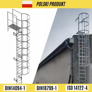 Žebřík ŽEBŘÍK S KOŠEM A PRŮCHODEM NAD ATIKOU 3,6 M POZINK