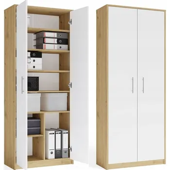 Knihovna KANCELÁŘSKÝ REGÁL OLIV 2D DUB ARTISAN BÍLÝ 2 DVEŘE DO KANCELÁŘE, PRACOVNY NEBO OBÝVACÍHO POKOJE