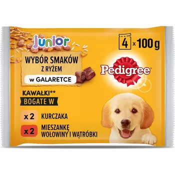 Krmivo pro psa PEDIGREE Junior vlhké krmivo pro štěňata mix chutí v želé 4x100 g