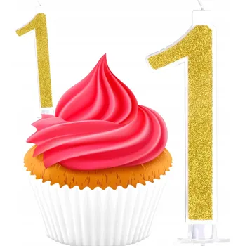 Dortová svíčka NAROZENINOVÁ SVÍČKA NA DORT ČÍSLICE 1 ZLATÁ SE TŘPYTKAMI K VÝROČNÍKU NAROZENINY