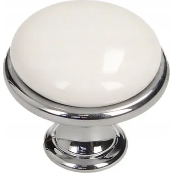 Nábytkové kování Nábytková úchytka porcelánová GP19 -G4-WHT-WHT-chrom+bílá
