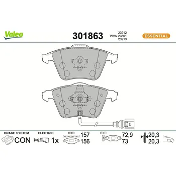 Brzdová destička Sada brzdových destiček, kotoučová brzda VALEO 301863