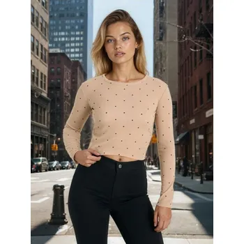 Dámská halenka Sinsay - Viskózová halenka s puntíky - béžová - 037HA-80X - 037HA-80X-XXS