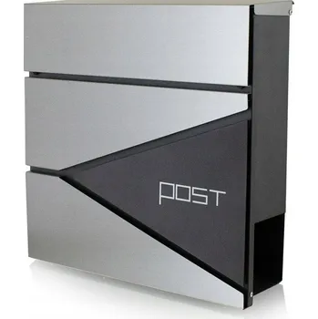 Poštovní schránka Šedá poštovní schránka Bituxx Poštovní schránka a držákem na noviny