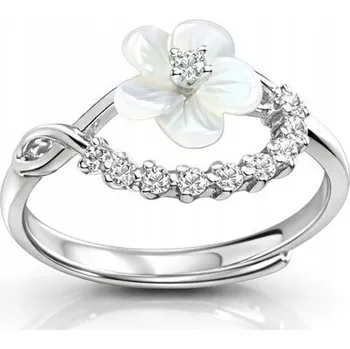 Prsten Prstýnek stříbrný květ s zirkony, nastavitelný dámský stříbro o ryzosti 925