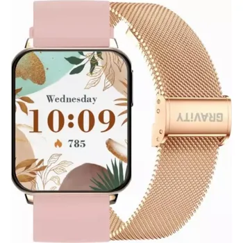 Chytré hodinky Gravity Chytré hodinky Smartwatch růžovo-zlaté černé 2 řemínky GT26-6