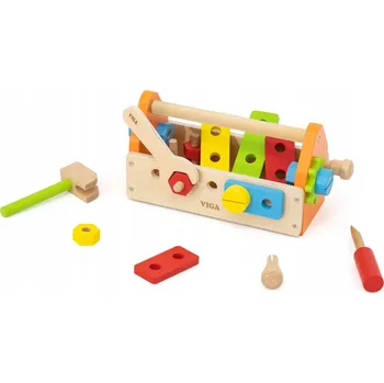 Dřevěná hračka DŘEVĚNÁ BEDNA S NÁŘADÍM DŘEVĚNÁ SADA ŠROUBŮ VIGA