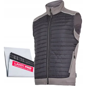 Pánská vesta LAHTI PRO PRACOVNÍ ZATEPLENÁ VESTA BEZ RUKÁVŮ ČERNO-KHAKI, VELIKOST S