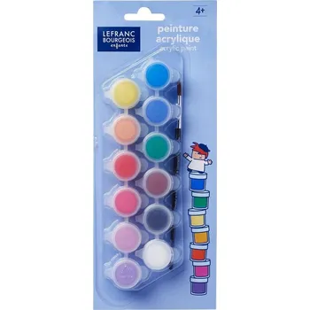 Vodová barva LB AKRYLOVÉ BARVY 12 BAREV 5ML + štětec