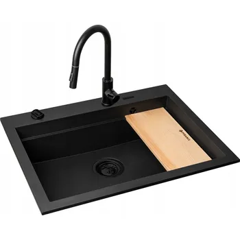 Granitový dřez Jednokomorový granitový dřez Pyramis Siros, černý