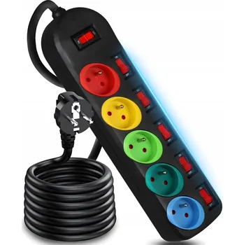 Napájecí kabel Prodlužovací Kabel RETOO 2 m 5 ks černý