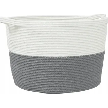 Koš na prádlo Koš na prádlo šedo-bílý 60 x 36 cm z bavlněné šňůry
